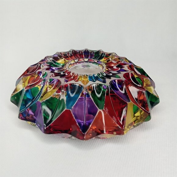 Vintage Glass Ashtray Rainbow Colored Hand Painted In Murano Italy 1970s - Picture 7 of 11